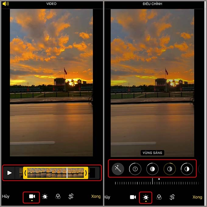 Chỉnh sửa video trong ứng dụng Ảnh.